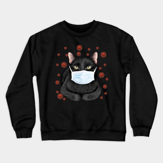 Cat Is Wearing Mask Face Anti Virus 2020 Crewneck Sweatshirt by cruztdk5